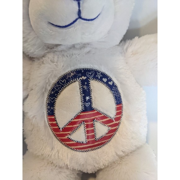 Build A Bear Peace Bear 16" Retired W/Red White Blue Peace Sign Stuffed Animal - Picture 10 of 11